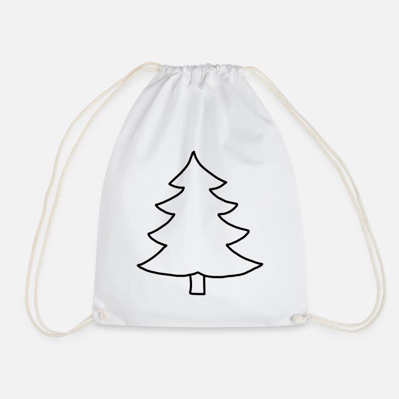 Tannenbaum Zeichnung - Turnbeutel - Weiß