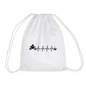 Heartbeat Coffee and Motorcycle - (MOTORCYCLE) (2) - Drawstring Bag - white - Front