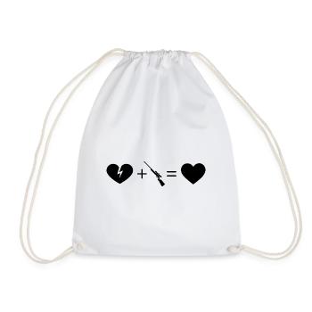 Broken Heart Heart and Hunting - - Drawstring Bag - white - Front