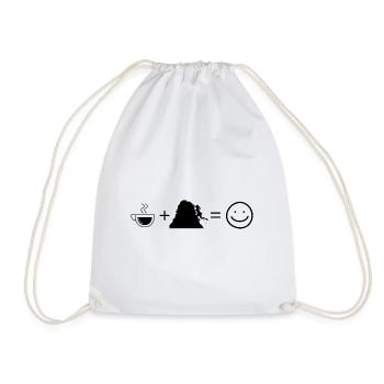 Coffee Smile Face and Climbing 1 - - Drawstring Bag - white - Front