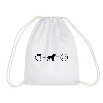 Beer Smile Face and Dog - - Drawstring Bag - white - Front