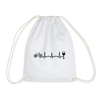 Heartbeat Wine and Ebike - - Drawstring Bag - white - Front