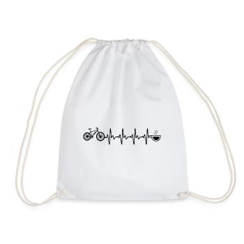 Heartbeat Coffee and Ebike - - Drawstring Bag - white - Front