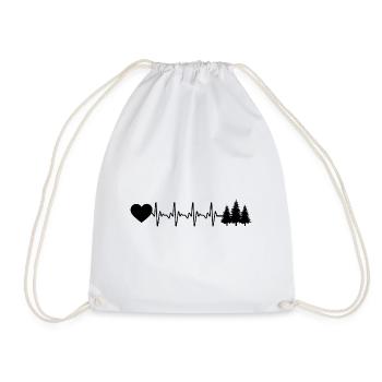 Heartbeat heart and trees - - Drawstring Bag - white - Front