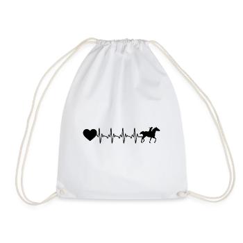 Heartbeat heart and horse - (2) - Drawstring Bag - white - Front
