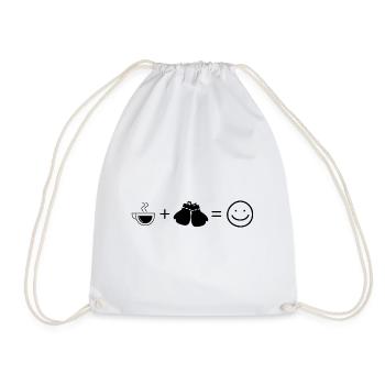 Coffee Smile Face and Box 1 - - Drawstring Bag - white - Front