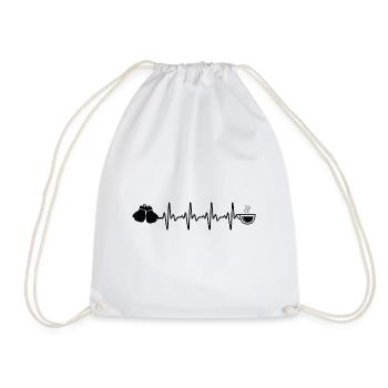 Coffee Heartbeat Boxing Gloves - BO - Drawstring Bag - white - Front