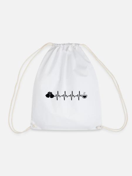 Coffee Heartbeat Boxing Gloves - BO - Drawstring Bag - white
