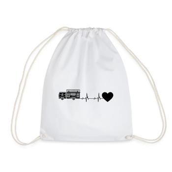 Heartbeat Heart and Fire Brigade Brigader - (2) - Drawstring Bag - white - Front
