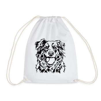 Australian Shepherd Ball Ball Junkie Dogs Wilsigns - Drawstring Bag - white - Front