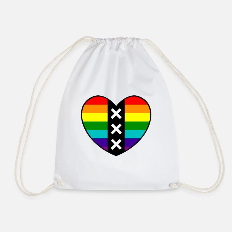 Herz Amsterdam in den Regenbogenfarben - Turnbeutel - Weiß