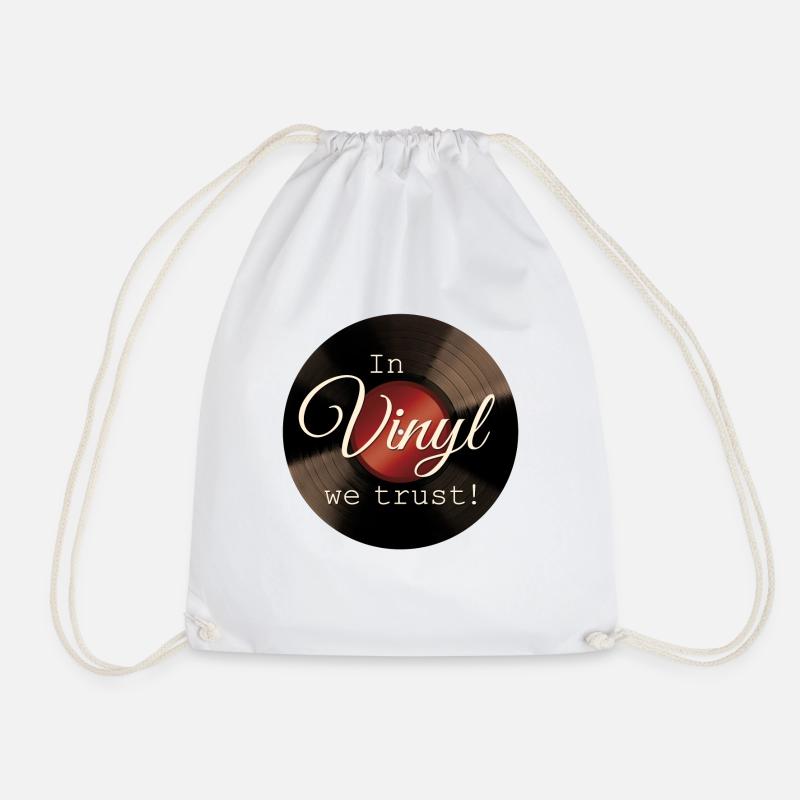 In Vinyl We Trust - Drawstring Bag - white