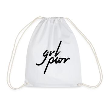 grl pwr - Drawstring Bag - white - Front