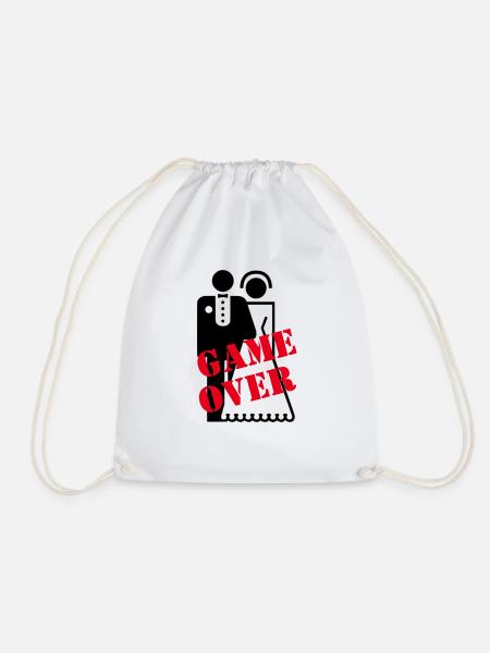 WEDDING - HEIRATEN - GAME OVER - HOCHZEIT - JGA - Turnbeutel - Weiß