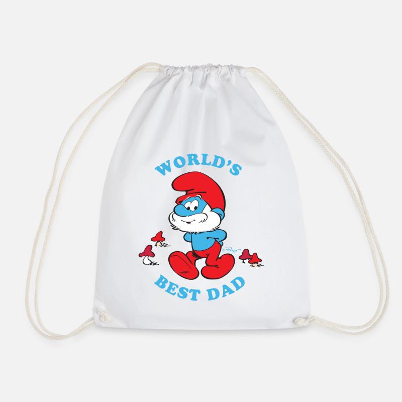 Schlümpfe Design Spruch World's Best Dad - Turnbeutel - Weiß