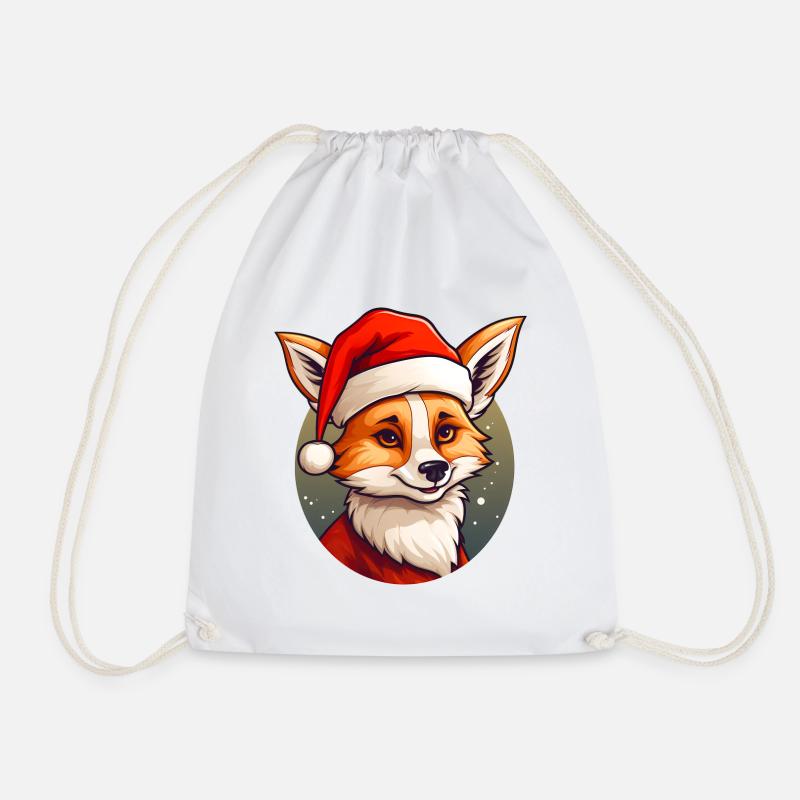 Fuchs mit Weihnachtsmütze - Turnbeutel - Weiß