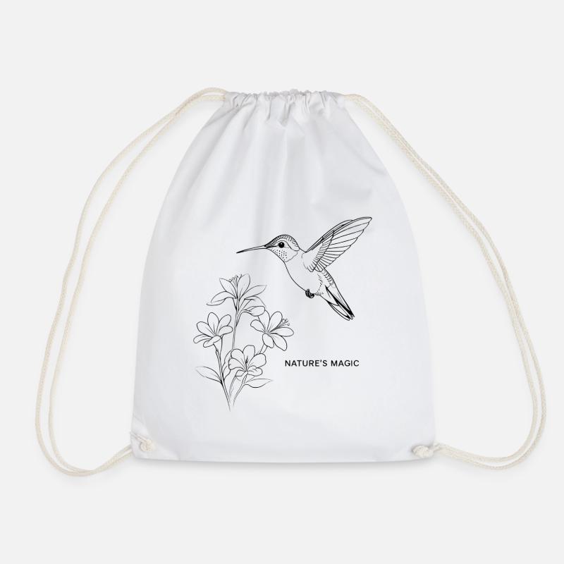 Fine Line Kolibri – Nature’s Magic - Turnbeutel - Weiß