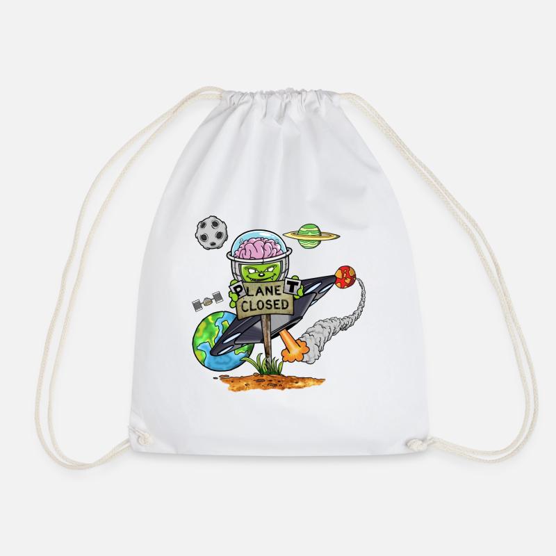 Planet Closed - Drawstring Bag - white