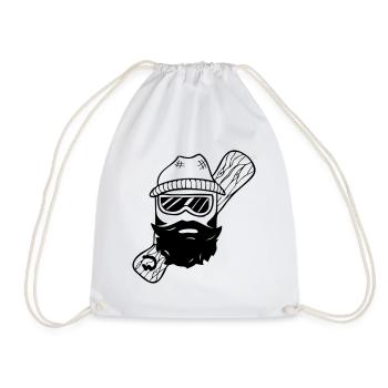 Bearded wood boarder - Drawstring Bag - white - Front
