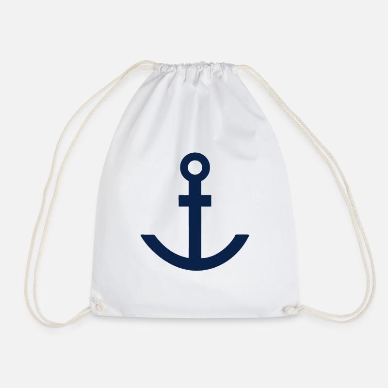 Anchor blue - Drawstring Bag - white