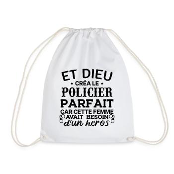Et dieu créa le policier parfait - cadeau policier - Sac de sport léger - blanc - Devant