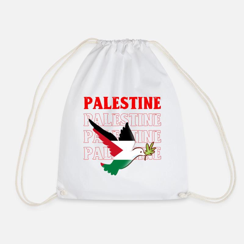 Palestine - Drawstring Bag - white