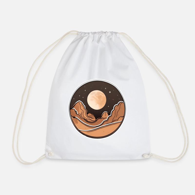 Boho Moon Adventures Exploring the Desert - Drawstring Bag - white