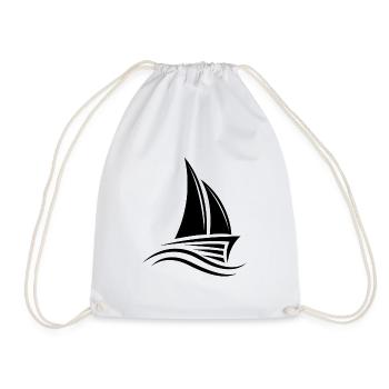 Sailboat sailing boat 3 black - Drawstring Bag - white - Front