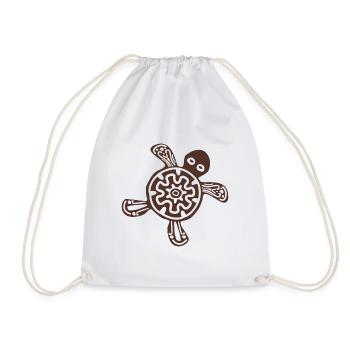 Tortoise turtle drawing mexico brown - Drawstring Bag - white - Front