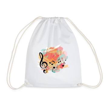 Music Music notes colorful black - Drawstring Bag - white - Front
