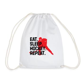 Eat Sleep Repeat Hockey Gift - Drawstring Bag - white - Front