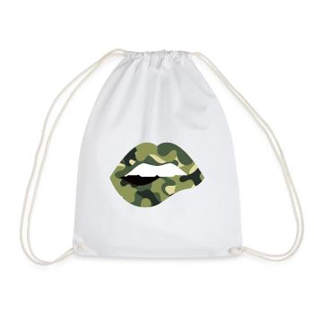 Lippen Bundeswehr Soldat Geschenk - Turnbeutel - Weiß - Vorne
