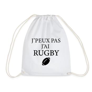 J peux pas j ai Rugby ballon idée cadeau tshirt - Sac de sport léger - blanc - Devant