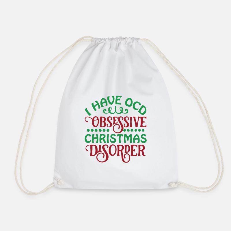 I Have OCD Obsessive Christmas Disorder - Drawstring Bag - white