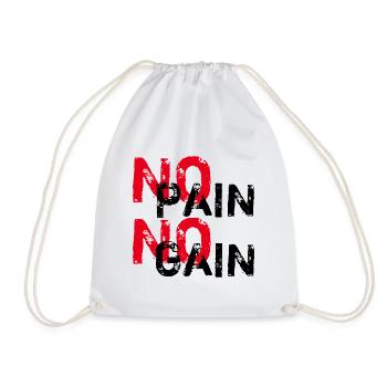 NO PAIN NO GAIN - FITNESS - WORKOUTS - GYM - SPORT - Turnbeutel - Weiß - Vorne