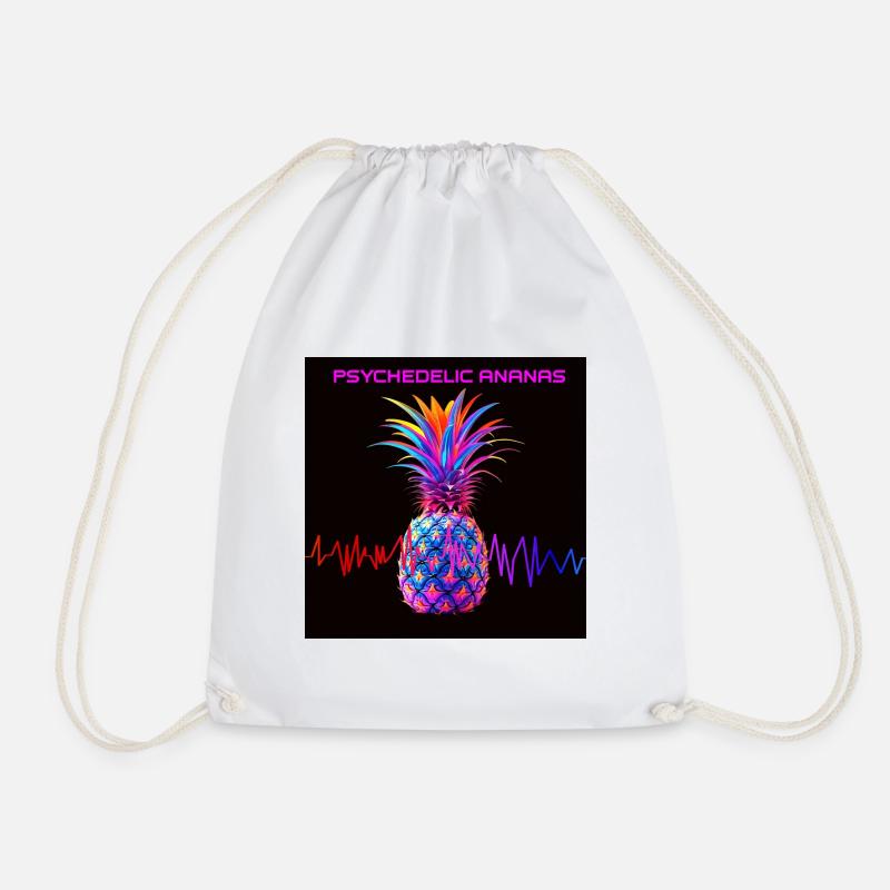 Psychedelischer Ananas Neonprint - Turnbeutel - Weiß