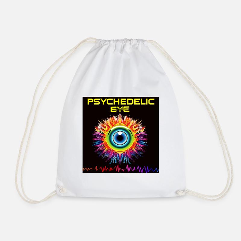 Psychedelic Eye Fire - Drawstring Bag - white