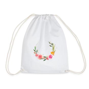 Customizable Floral Wreath Romantic - Drawstring Bag - white - Front