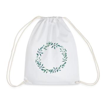 Leafy wreath- customizable - Drawstring Bag - white - Front