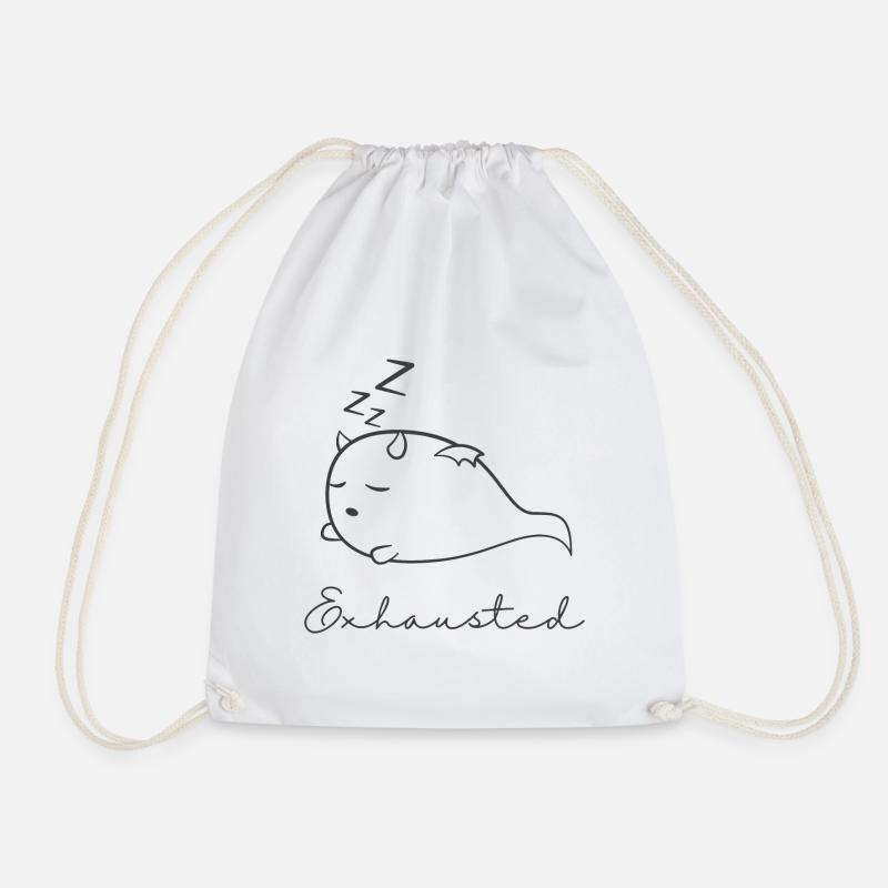 Exhausted - finished - Drawstring Bag - white