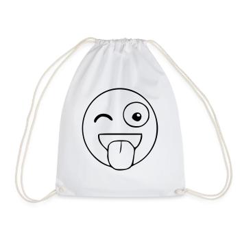 Croquis effronté Emoji noir - Sac de sport léger - blanc - Devant