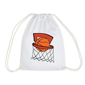 Basketball mit Basketballkorb - Turnbeutel - Weiß - Vorne