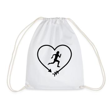 Arrow in Heartshape and Run 1 - - Drawstring Bag - white - Front