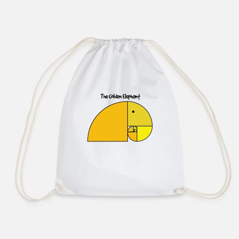 Fibonacci Elephant - golden section elephant - Drawstring Bag - white