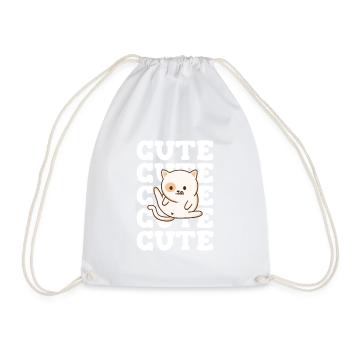 Nettes Katzengeschenk beim Reinigen der Katzenwäsche - Turnbeutel - Weiß - Vorne
