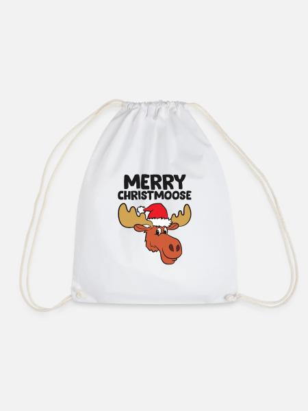 Merry Christmoose Funny Moose Christmas Hat Moose - Turnbeutel - Weiß