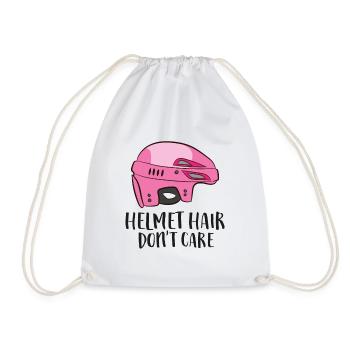 Helmet Hair Don't Care Funny Hockey - Drawstring Bag - white - Front