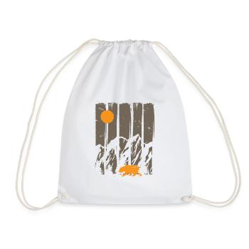Mountains, Moon and Bear - - Drawstring Bag - white - Front