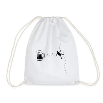 Heartbeat Mountaineers and Beer - - Drawstring Bag - white - Front