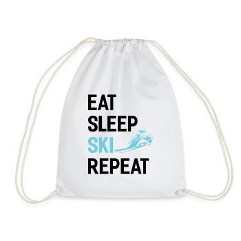 Eat Sleep Ski Repetition - (S.K) - Drawstring Bag - white - Front